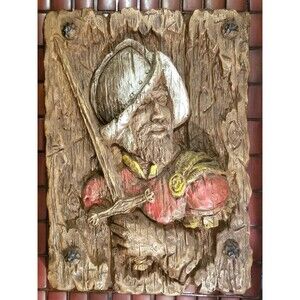 Vintage 1968 Conquistador Wall Plaque 15”x11” Universal Statuary Corp Chicago
